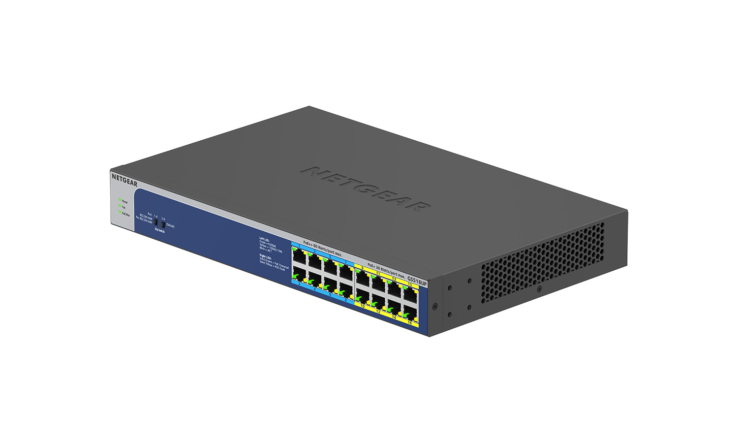 BZBGEAR NET-6RU905 Netgear 16-Port POE++ Gigabit Ethernet Unmanaged Switch 380 W PoE Budget (GS516UP-100NAS) - Image 3