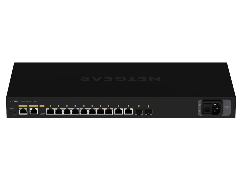 BZBGEAR NET-M4250-10G2F-PoE+PC NETGEAR AV LINE 8x1G PoE+ 125W 2x1G and 2x SFP Managed Switch (Preconfigured GSM4212P-100NAS)