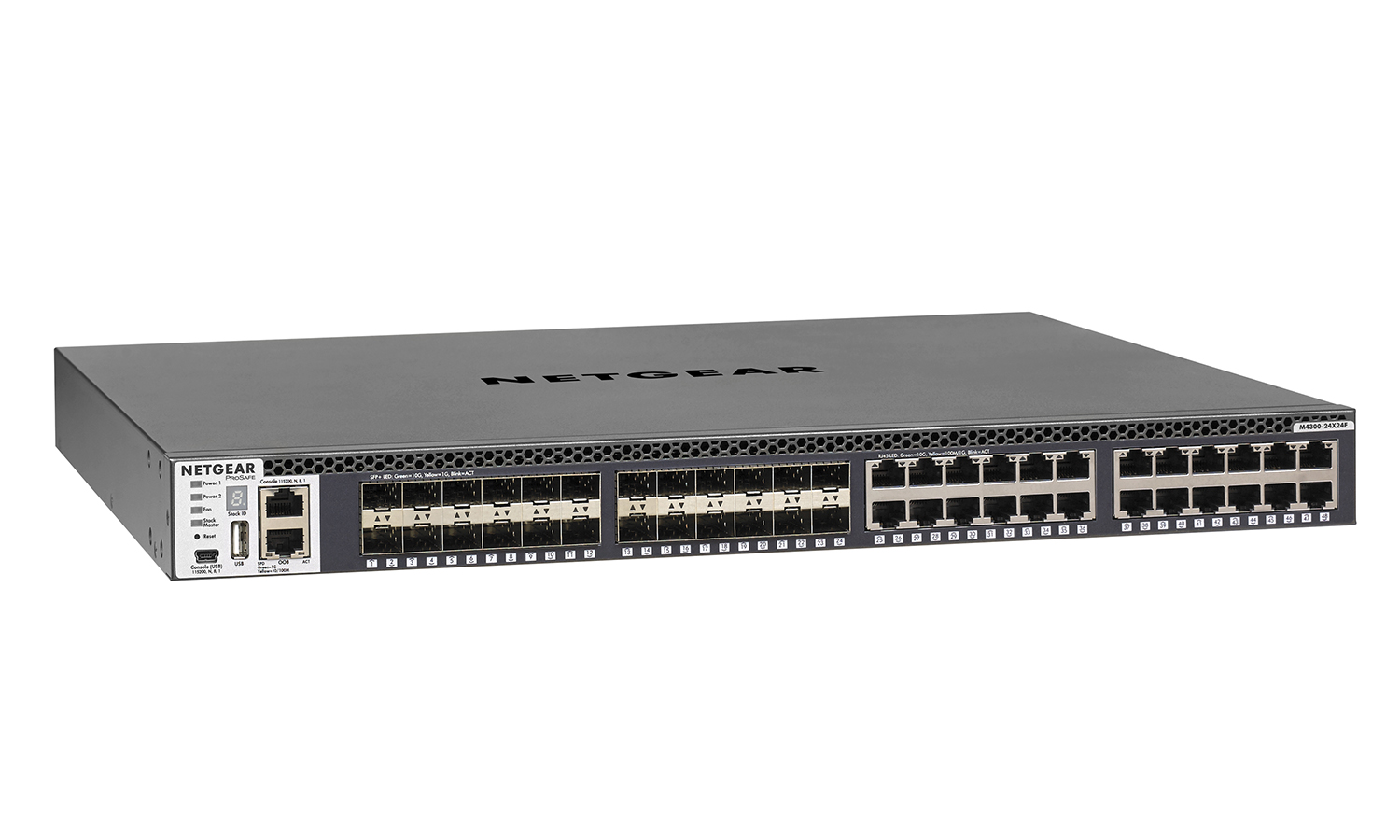 BZBGEAR NET-M4300-24X24F-PC 24x10GBASE-T / 24xSFP+ Stackable Managed Switch 48x10G 960Gbps L3/L4 NSF