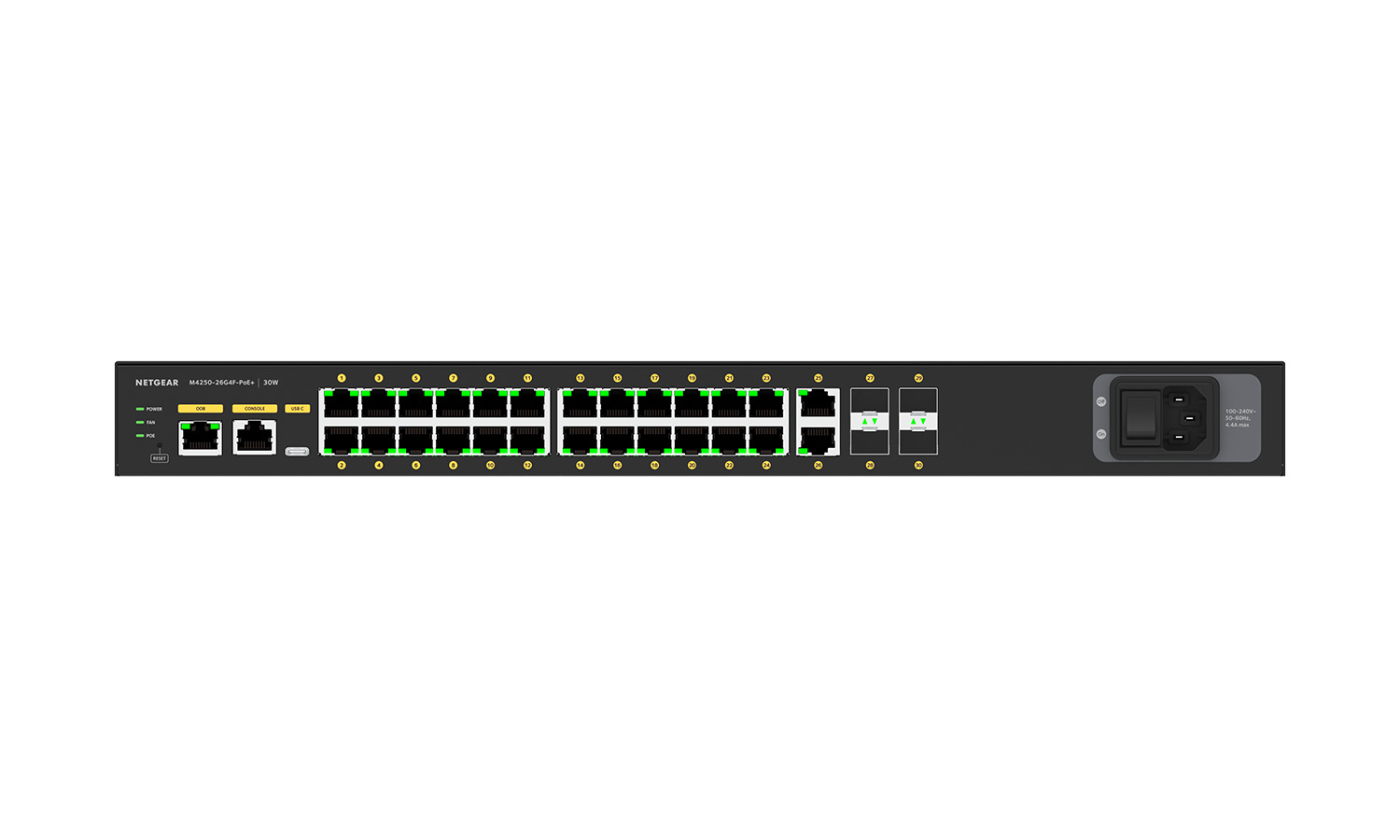 BZBGEAR NET-M4250-26G4F-POE++PC NETGEAR AV LINE 24X1G POE+ 300W 2X1G and 4X SFP Managed Switch (Preconfigured GSM4230P-100NAS)