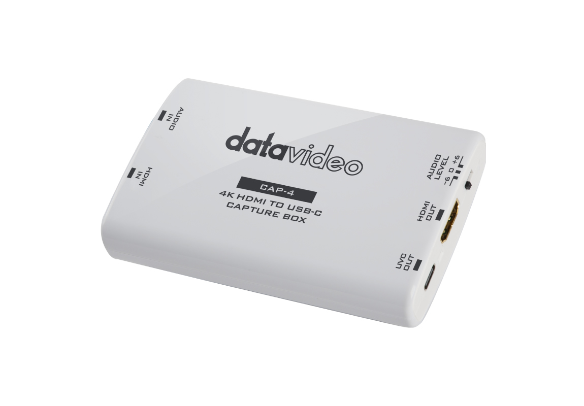 Datavideo CAP-4 4K HDMI to USB-C Capture Box 2160p60 UVC 10Gbps HDMI Loop-Through Line-In