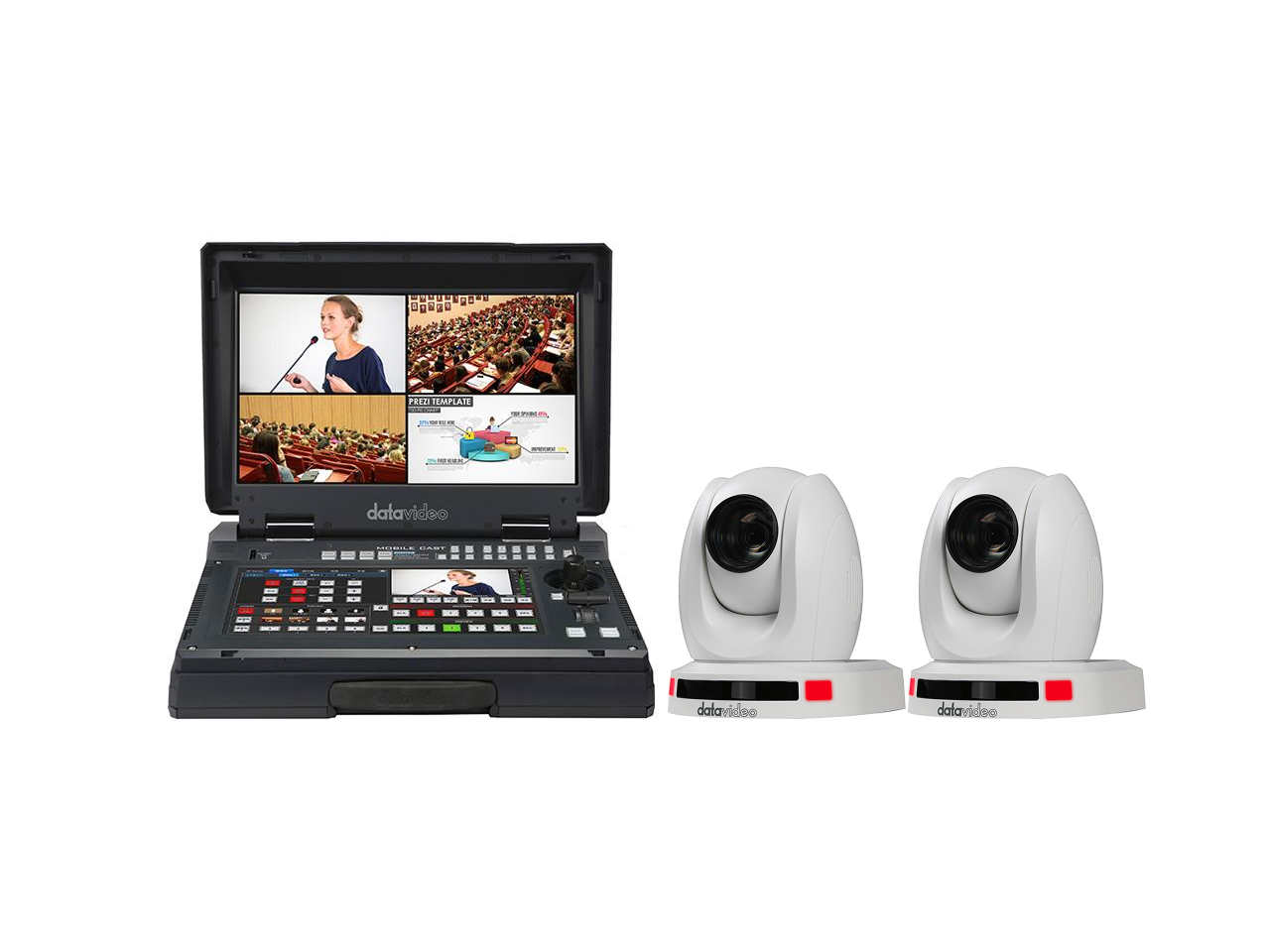 Datavideo EZ STREAM AI 20X W HDBaseT Auto Tracking PTZ Package 20x Optical Zoom / 14in Touchscreen Controller / Recorder (White)