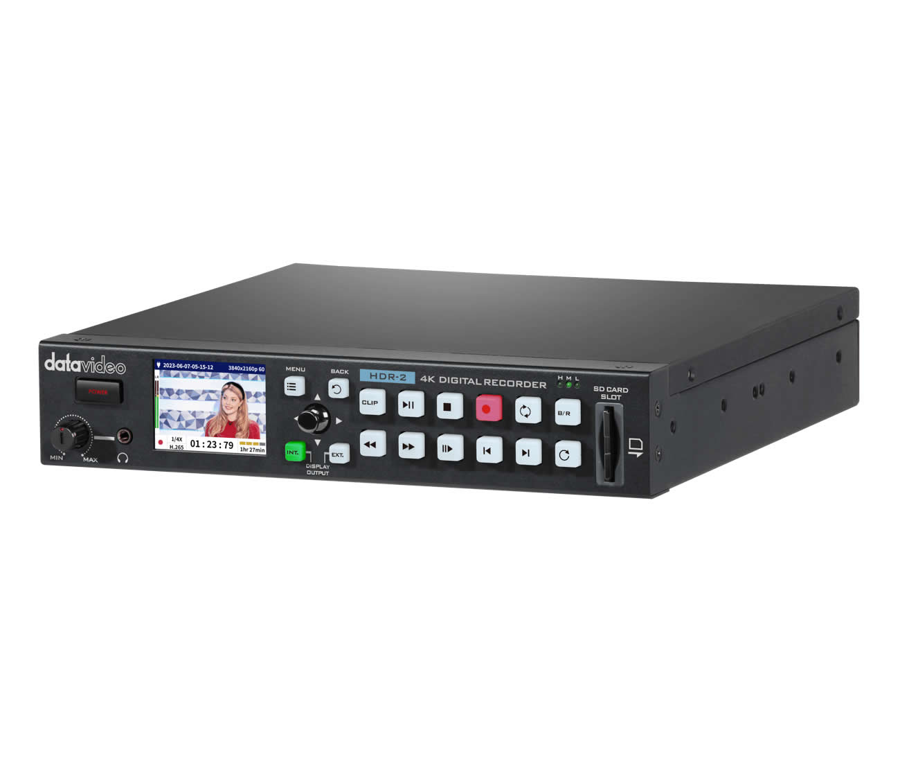 Datavideo HDR-2 4K50/60P H.265/H.264 SD Card Recorder HDMI 2.0 I/O 2in LCD USB Power