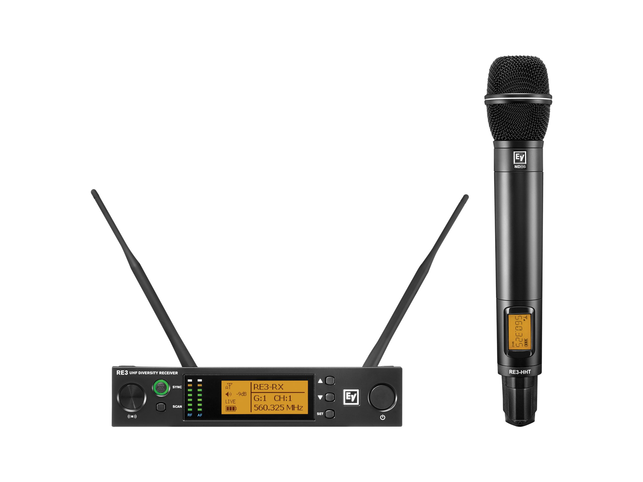 Electro-Voice RE3-ND86-5H Handheld Wireless Microphone Set 560-596 MHz / 36 MHz Tuning / 10/50 mW