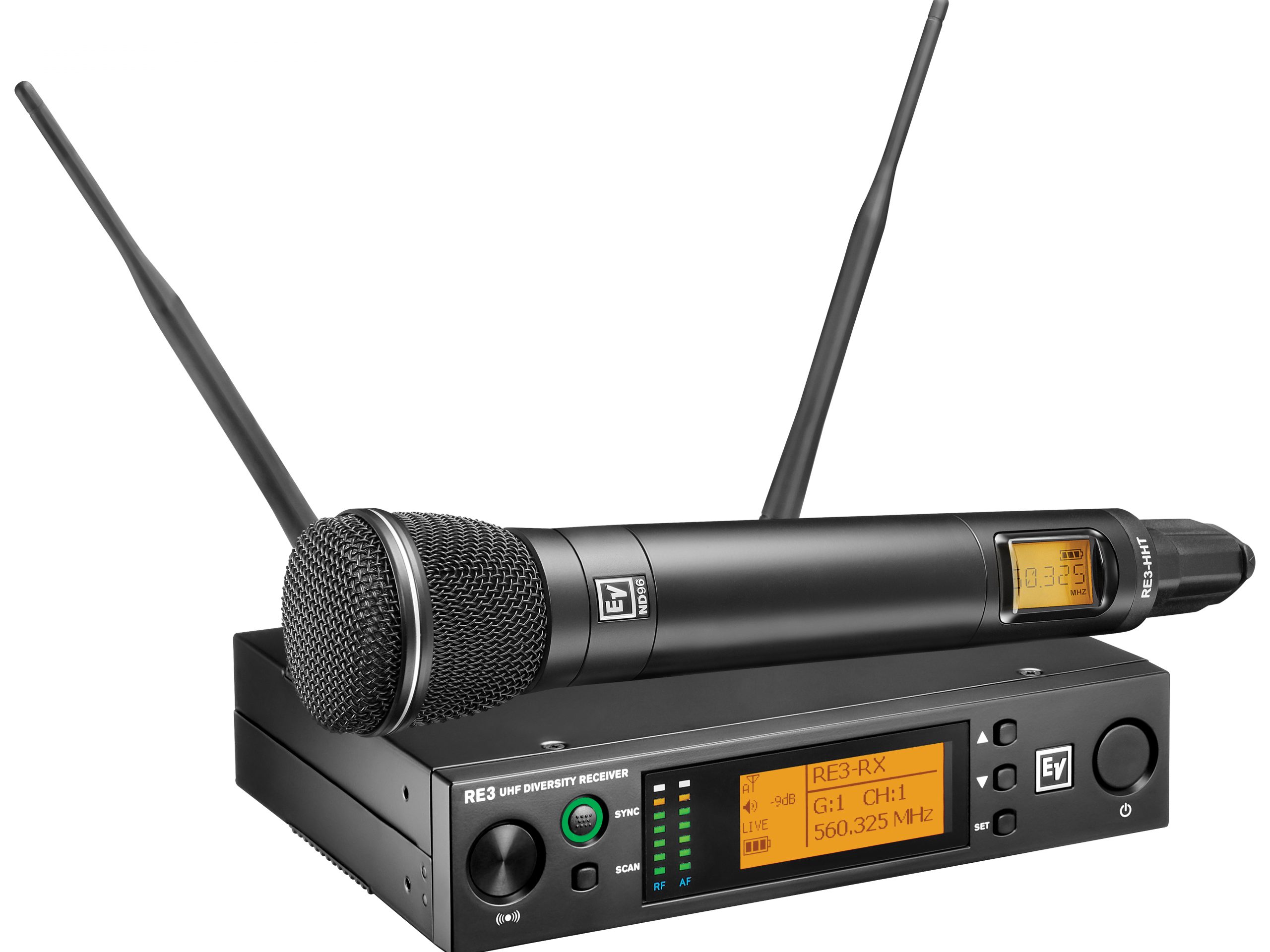 Electro-Voice RE3-ND96-5H UHF Handheld Wireless Vocal Microphone Set 560-596 MHz 10/50 mW 1440 Freq
