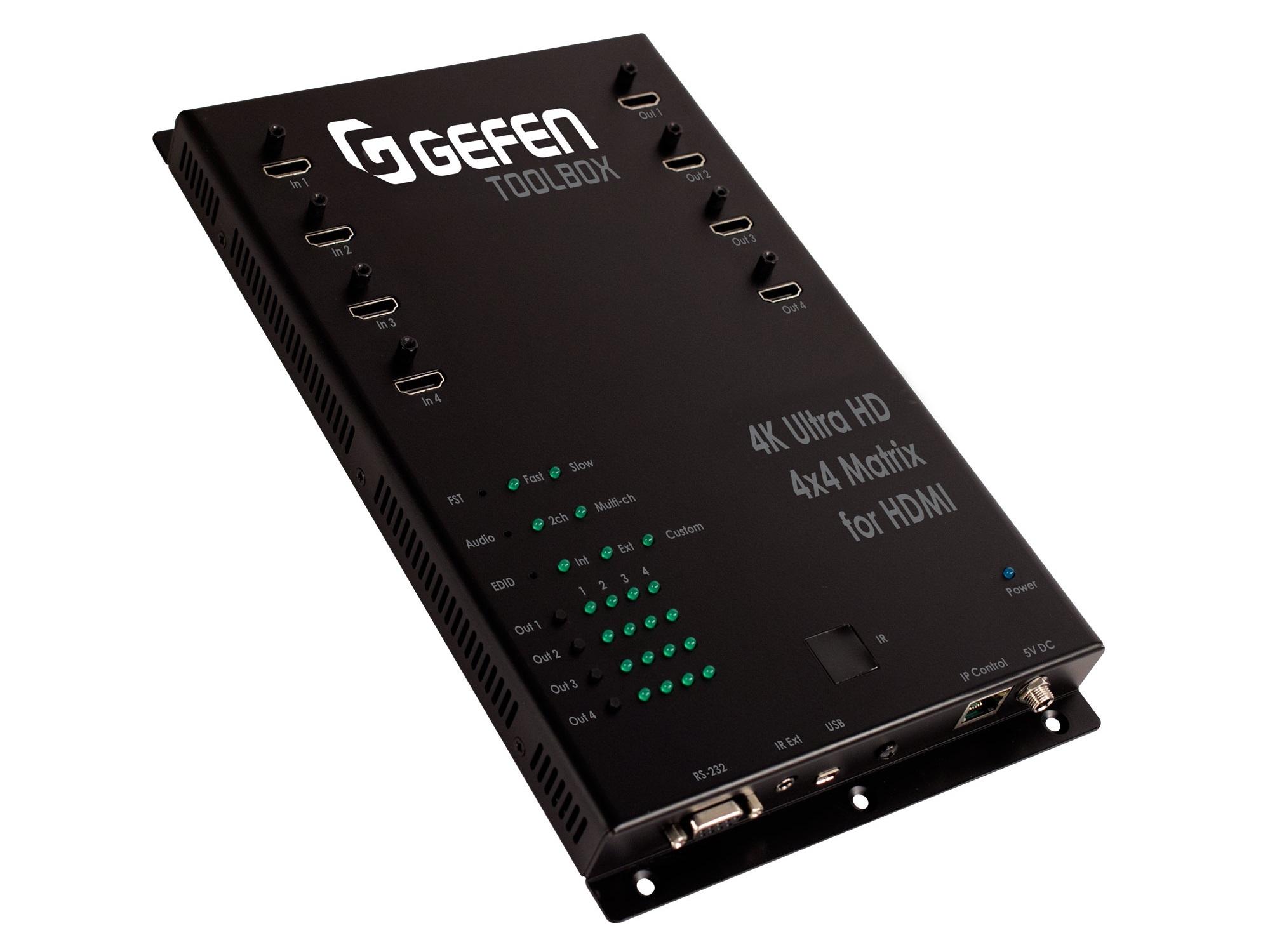 Gefen GTB-HD4K2K-444-BLK 4×4 HDMI Matrix Switcher 4Kx2K 3840×2160@30Hz 3DTV 12-bit Deep Color RS232 / IP