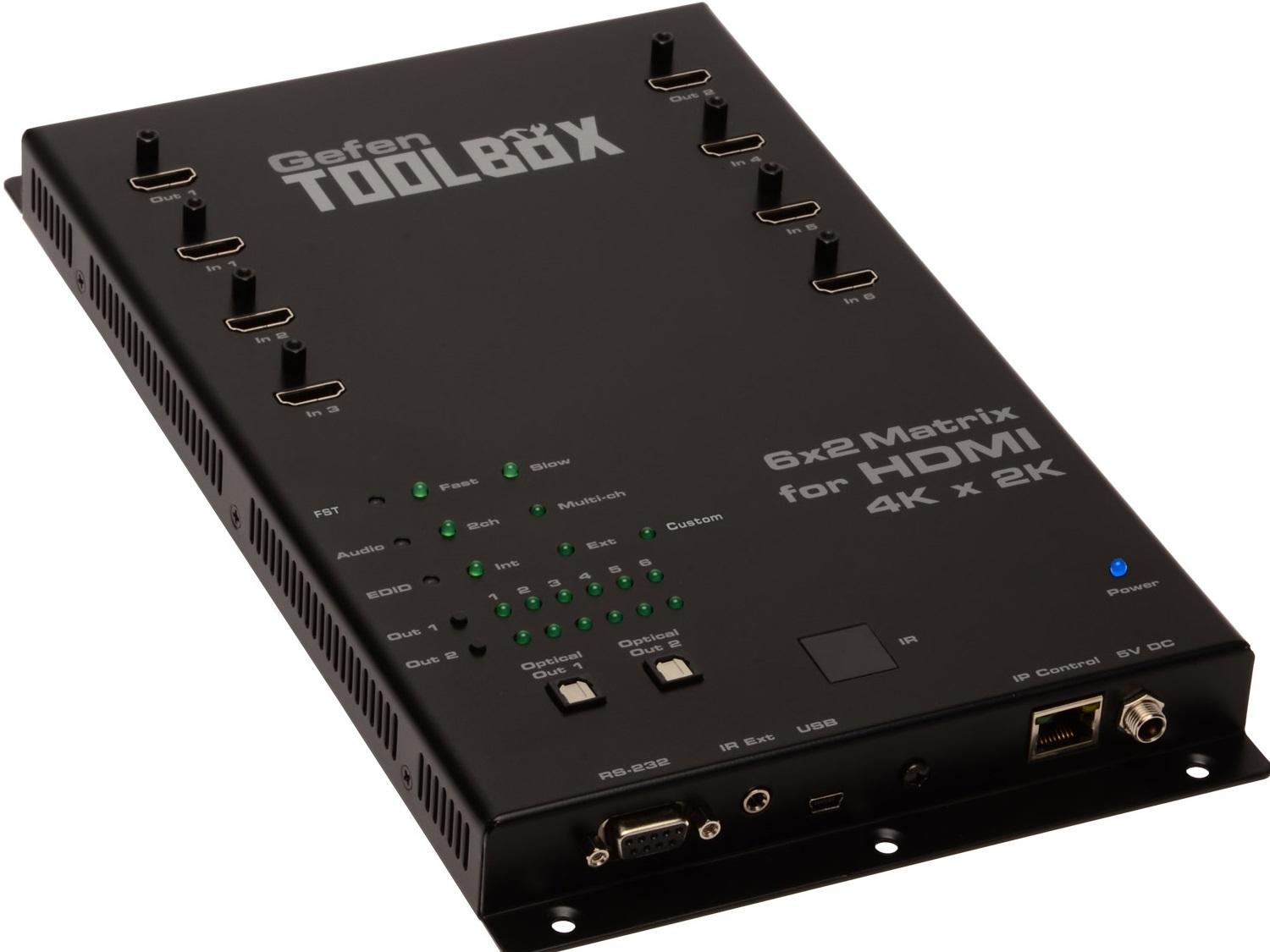 Gefen GTB-HD4K2K-642-BLK 6×2 HDMI Matrix switcher / 4Kx2K 3840×2160@30Hz / 3D / Optical Audio / RS232 / IP