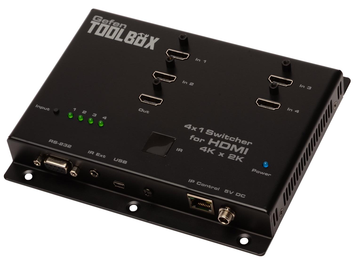 Gefen GTB-HD4K2K-441-BLK 4×1 HDMI 4Kx2K switcher / 3840×2160@30Hz / 3D / Deep Color / HDCP