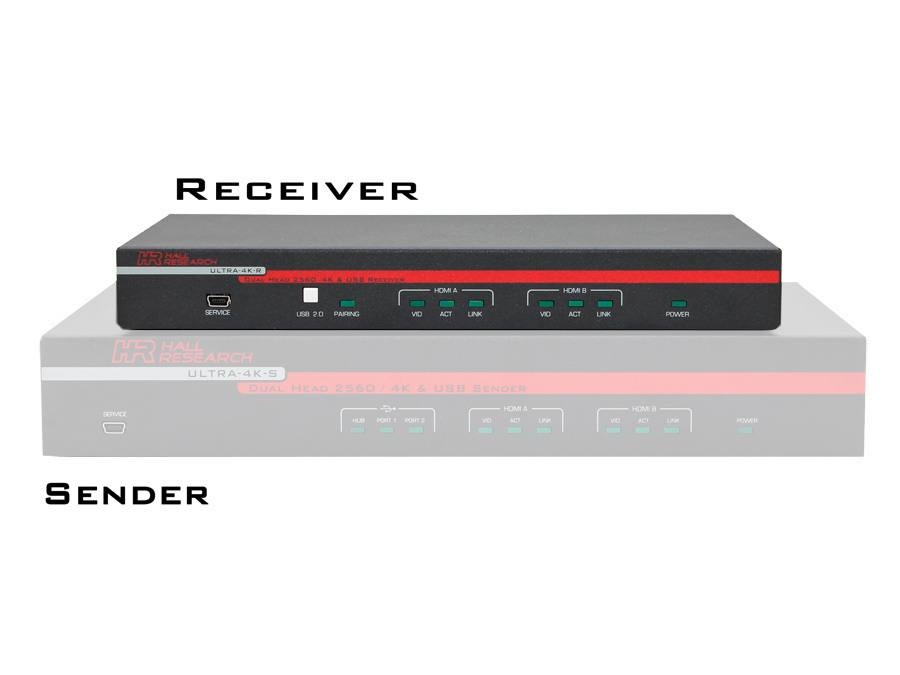 Hall Technologies ULTRA-4K-R-X Dual-Head HDMI and USB 2.0 KVM Extender (Receiver/ w/o accessories)