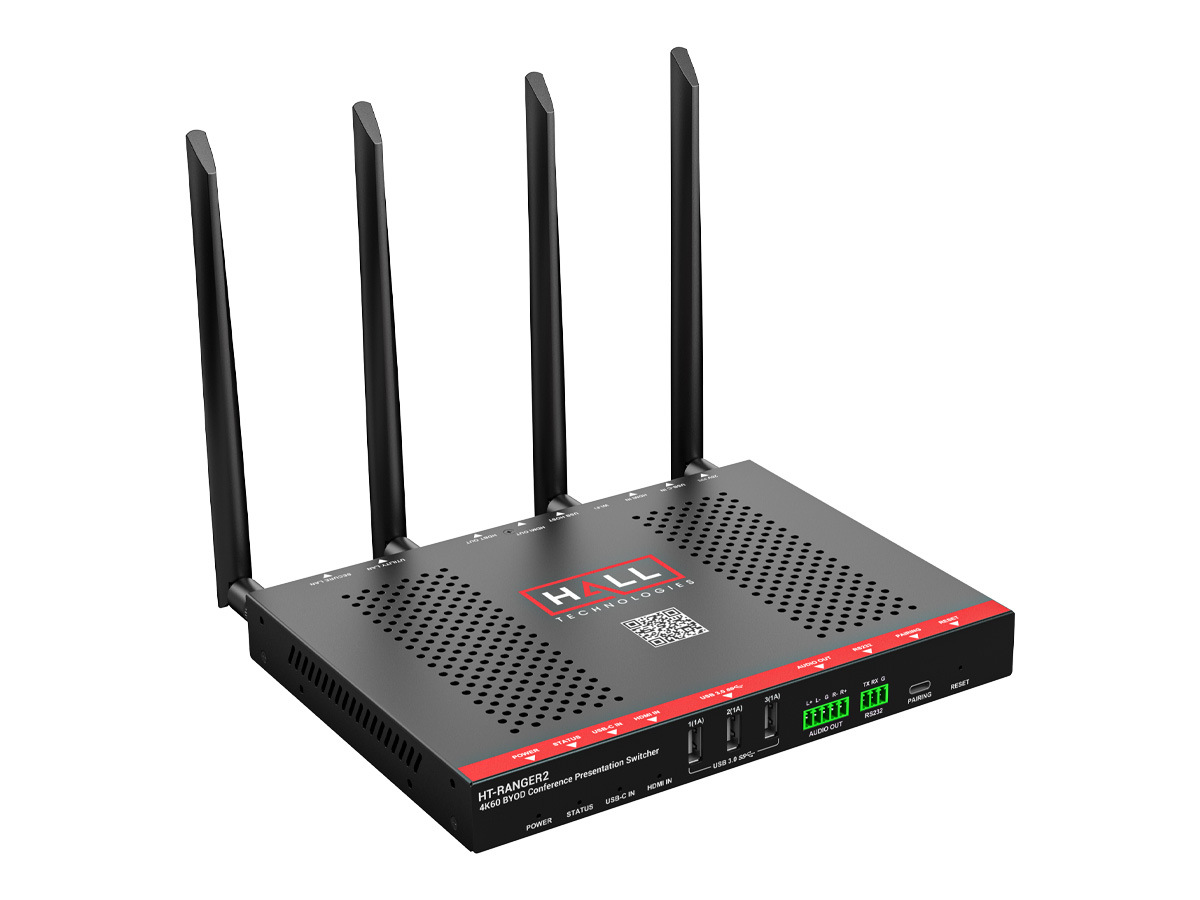 Hall Technologies HT-RANGER2 4K HDMI / USB-C BYOD Presentation Switcher Dual-View Wireless AirPlay Miracast