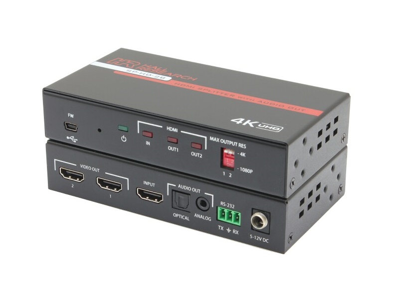 Hall Technologies SP-HD-2B 2-Channel HDMI Splitter with Analog and Optical Audio Output and 4K Support