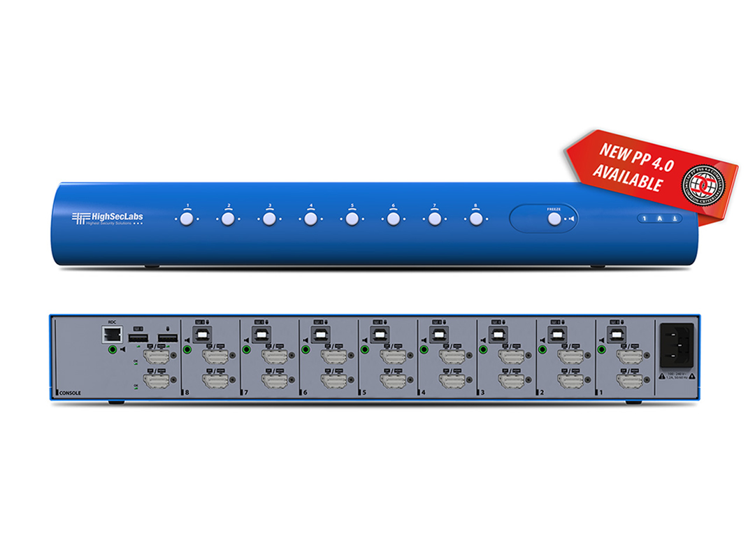High Sec Labs DK82PH-4 HSL Secure DH KVM Switch 8-Port DP/HDMI to DP/HDMI 4K Video, PP 4.0