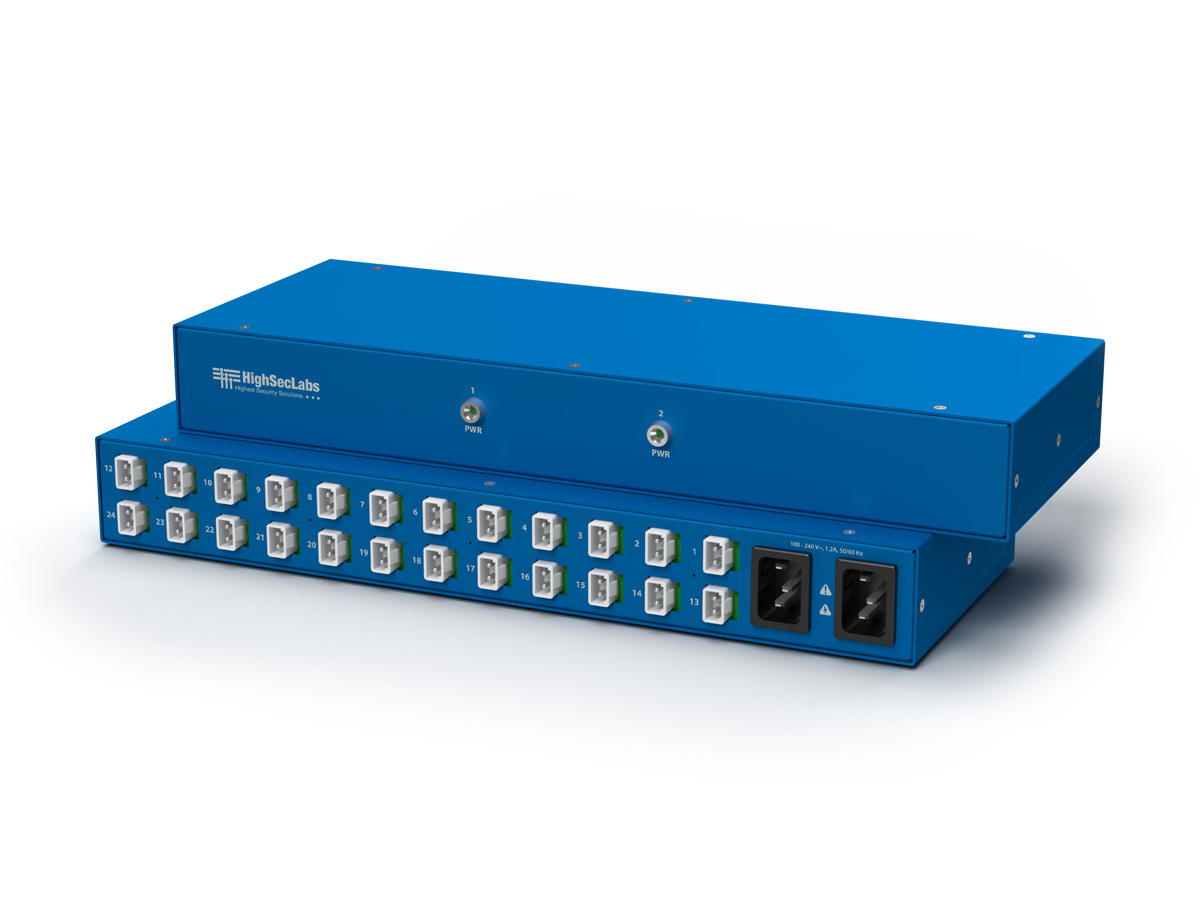 High Sec Labs PDUI24 24-Port 12V DC Junction Box / Built-In Transformer / 2x AC 100-240V Inputs