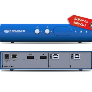 High Sec Labs SM20N-4 Secure 2-Port KM Switch PP4.0 / Multi-Display up to 4 / USB Keyboard Mouse Audio