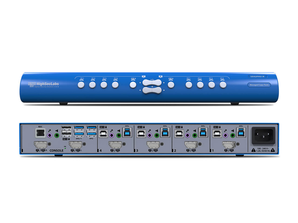 High Sec Labs SX42PHU-N 4x2 DP/HDMI KVM Mini-Matrix switcher USB 3.0 Dual-Display Audio Mic