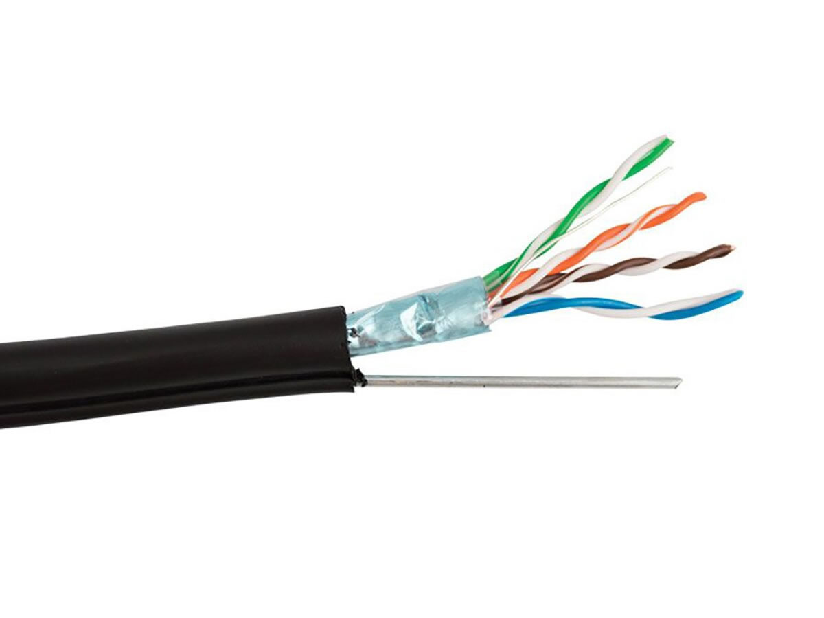 ICRealtime CAT5E-AER CAT5E AERIAL – CAT5E 350 MHZ 24 AWG SOL BC 4PR F/UTP (SHIELDED) w/MESSENGER, LLDPE JKT- BLACK- 1000 FT