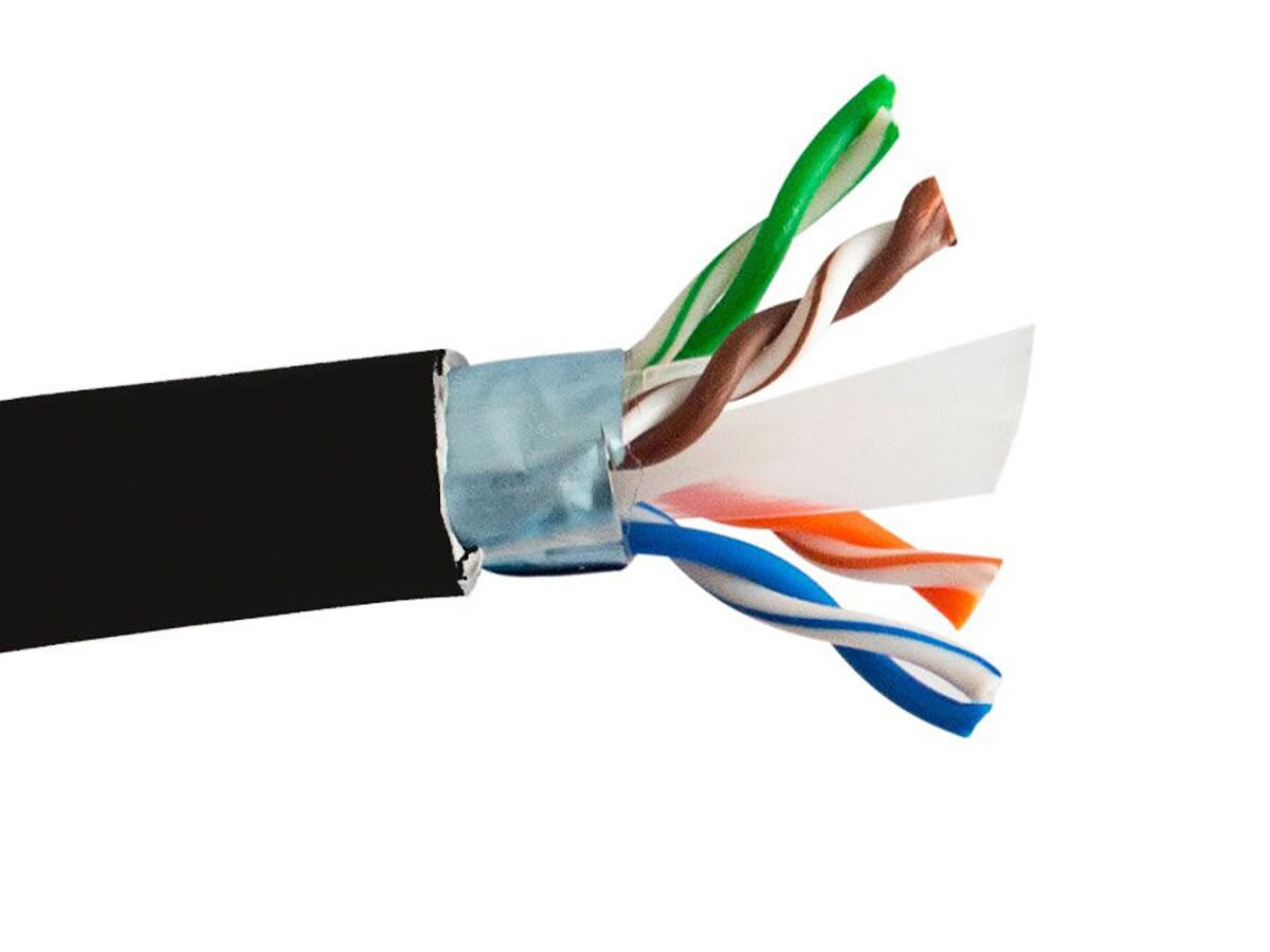 ICRealtime CAT6SH-OUT Cat6 Shielded Outdoor – Cat6 550MHz 23 AWG Solid BC, F/UTP, ANSI/TIA 568.2-D, ISO/IEC 11801 Class E, UV Sun Res PE Jkt – BLACK- 1000 FT