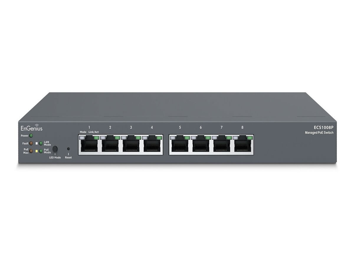 ICRealtime ECS1008P Cloud Managed 8-Port Gigabit PoE Switch / 55W PoE Budget / Layer 2+