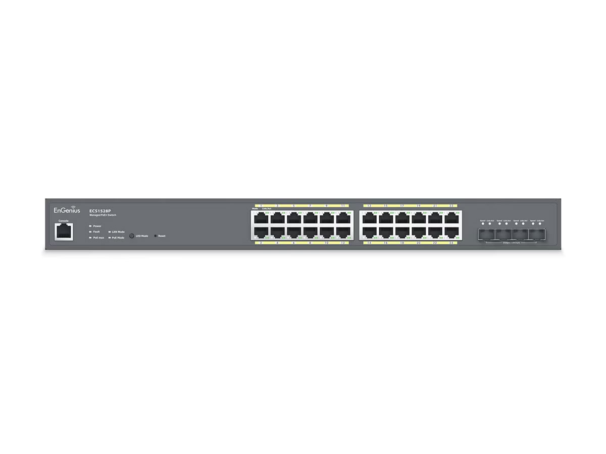 ICRealtime ECS1528P Cloud Managed 24-Port Gigabit PoE+ Layer 2+ Switch / 240W PoE Budget / 4x 10Gb SFP+ Uplinks
