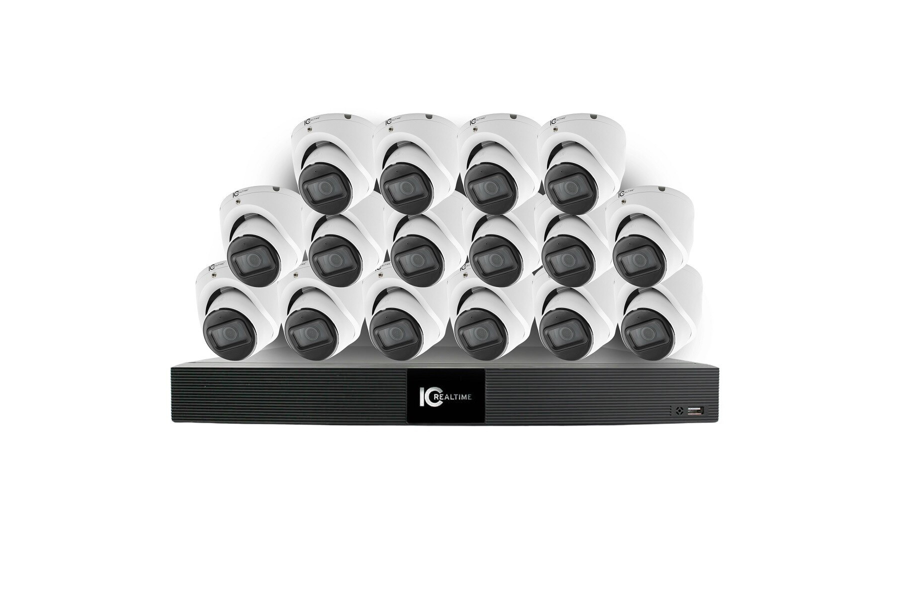 ICRealtime Expand View Kit 4MP Expand View Kit 4MP- NVR-FX16POE-1U16MP1-4TB1 + 16x IPEG-E40F-IRW3 cameras.