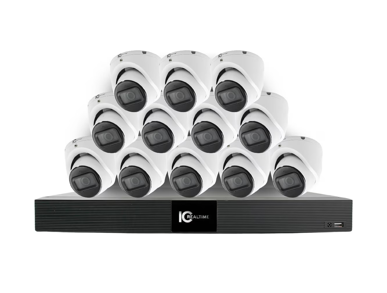 ICRealtime MultiCam Kit 4K MultiCam Kit 4K- NVR-FX16POE-1U16MP1-6TB1 + 12x IPEG-E80F-IRW2 cameras