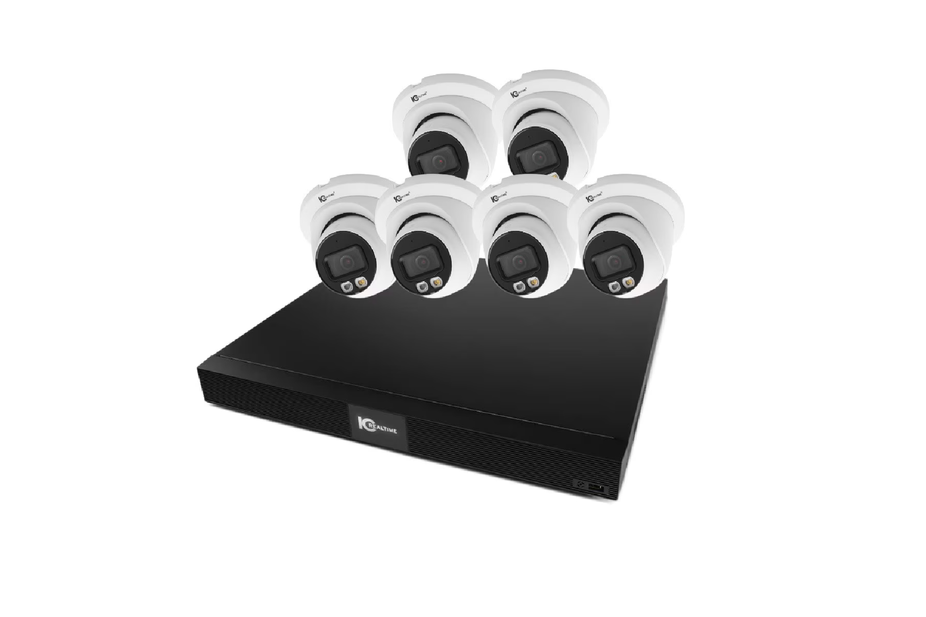 ICRealtime NIGHTWATCH-PRO-AI-6ED-VFX NVR Bundle with 1x NVR-VFX08POE-1U4K1+2TB HDD and 6x IPEG-E40F-DIW1. 8-channel NVR w/ built-in 8-port POE