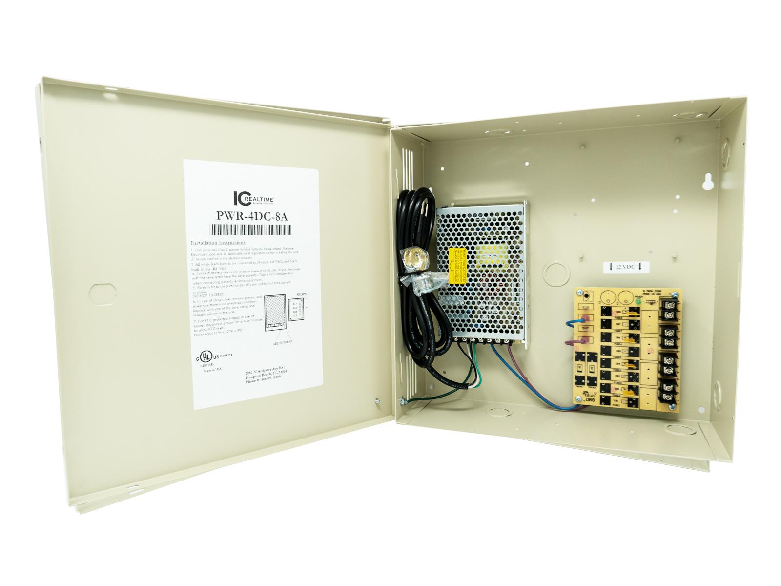 ICRealtime PWR-4DC-8A 4 Channel 12VDC Power Distribution Box/UL Listed/8 Amps Total
