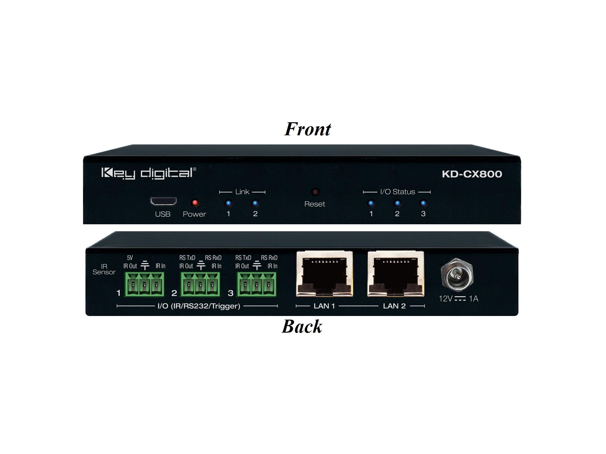Key Digital KD-CX800 Control Interface over IP / RS-232 / IR / Voltage Trigger / 3 Multi-Function Ports