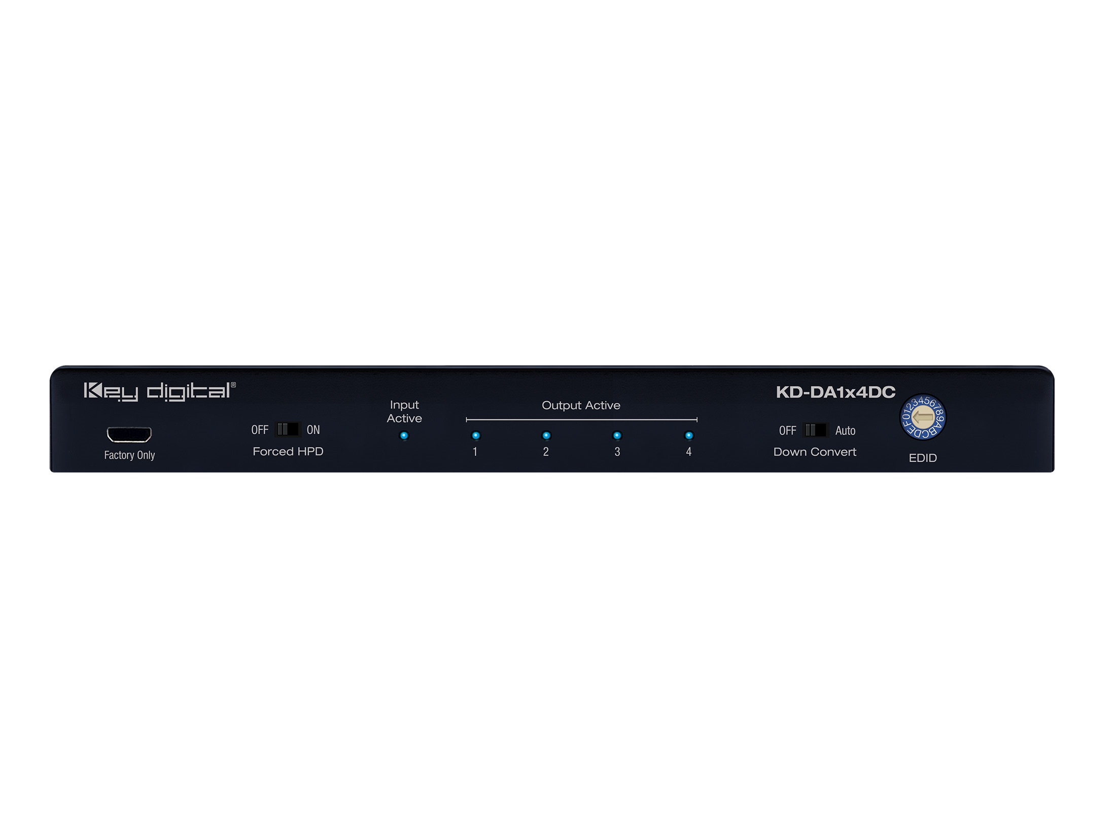 Key Digital KD-DA1X4DC 4K 18G 4 Output HDMI Splitter Distribution Amp with Audio De-Embed/4K to 1080p Down-Convert