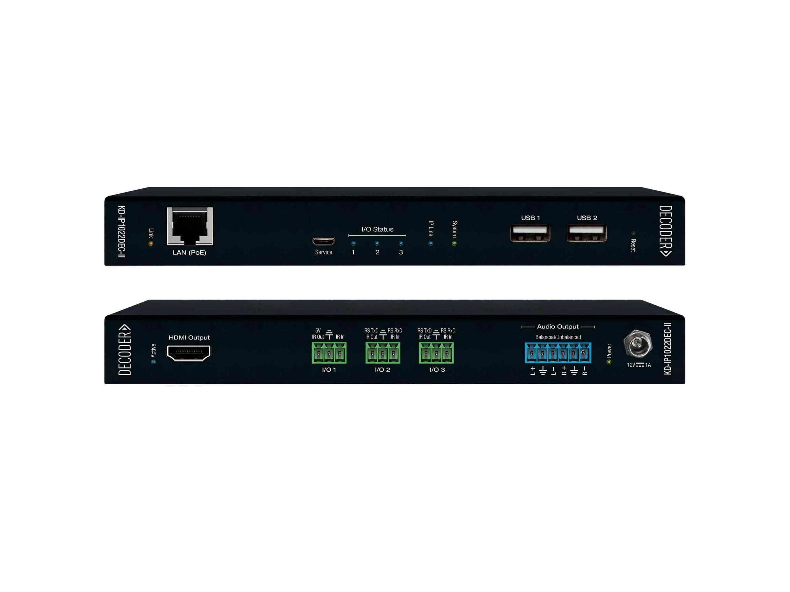 Key Digital KD-IP1022DEC-II 4K AV-over-IP Decoder / KVM / USB / Audio De-Embedding / PoE / Low Latency