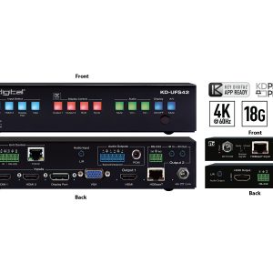 Key Digital KD-UFS42 HDBaseT 4x4 4K 18G Universal HDMI/DP/VGA Switcher Mirrored Outputs CEC