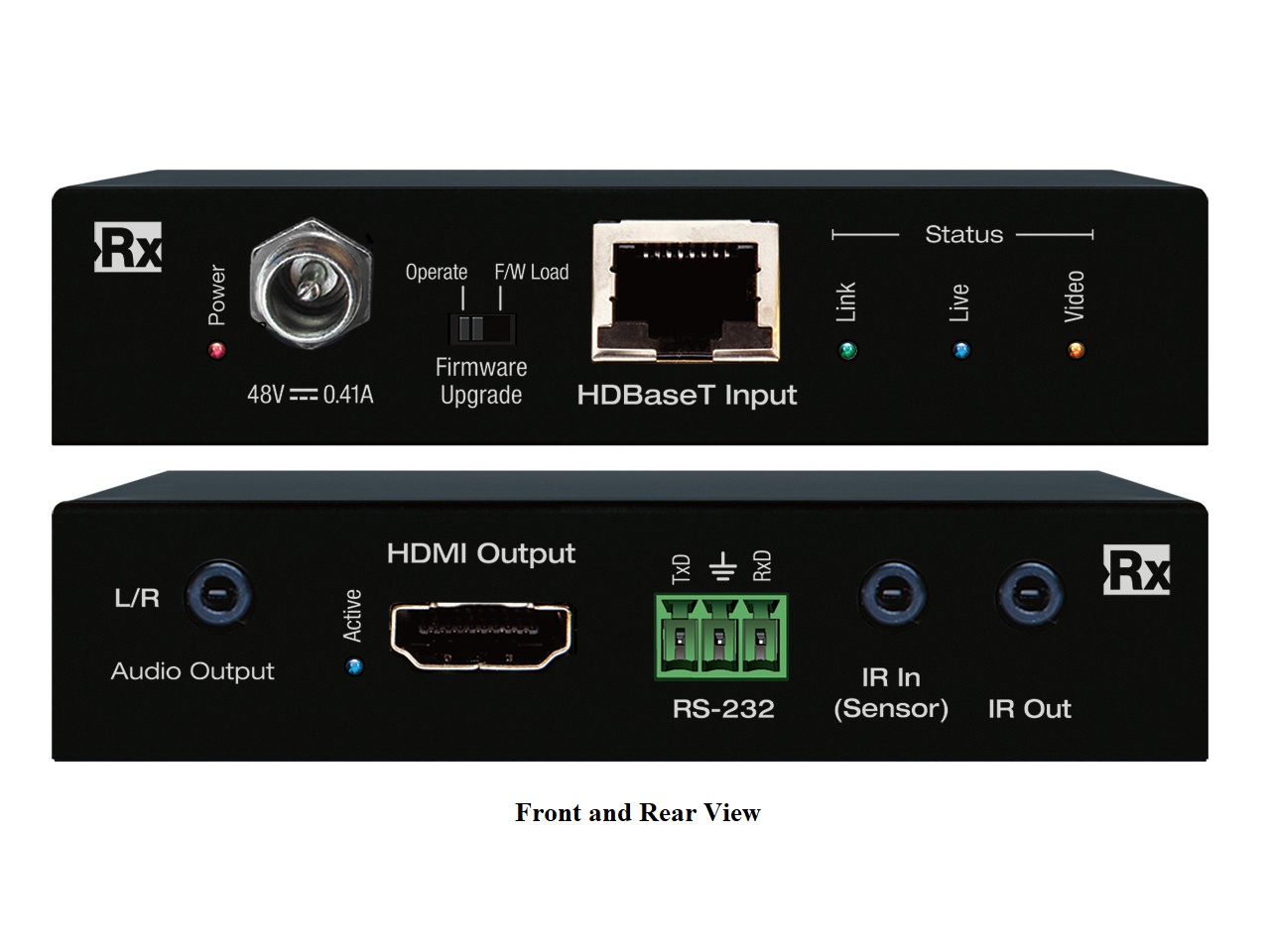 Key Digital KD-X2X1WVTX 4K/18G HDMI/HDBT Extender (Receiver) with L/R Audio De-Embed/IR/RS-232 up to 40m