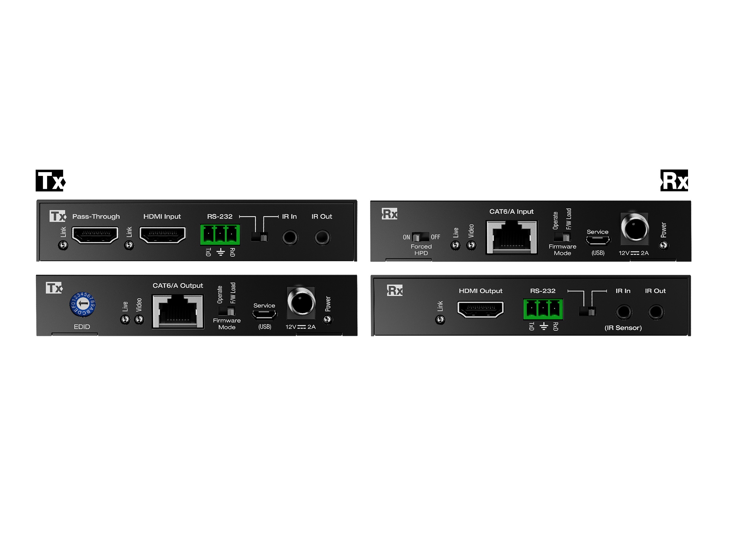 Key Digital KD-X444LP 4K 18G HDMI over 70m (230ft) CAT5e/6 Extender Set with Power over CAT/HDMI Pass Thru/IR/RS-232