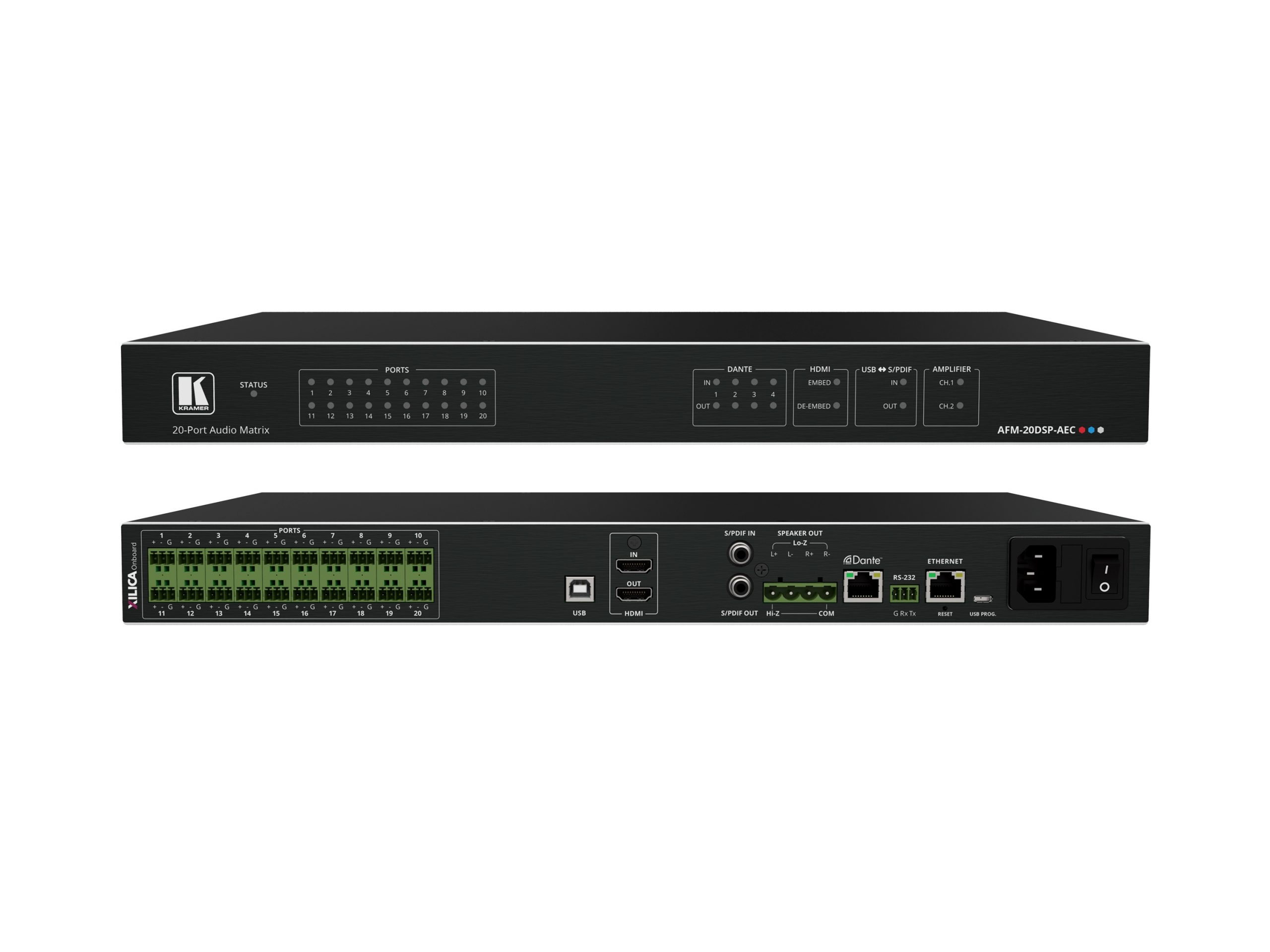 Kramer AFM-20DSP-AEC 20-Port Audio Matrix with DSP/AEC and Interchangeable Inputs and Outputs