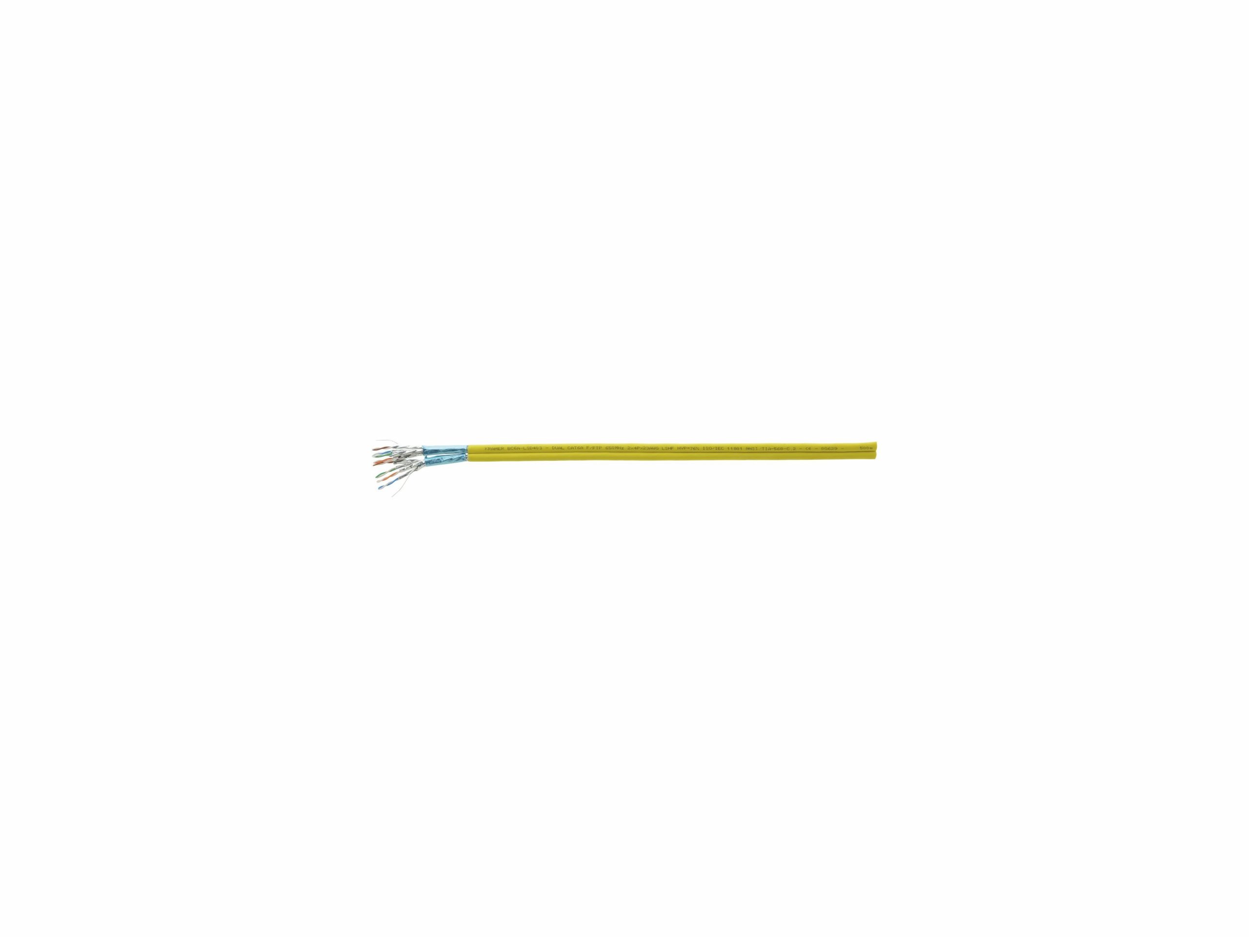 Kramer BC6A-LSD2 KLAN DUAL CAT 6A U/FTP 650Mhz LSZH Bulk Cable-Yellow/Drum