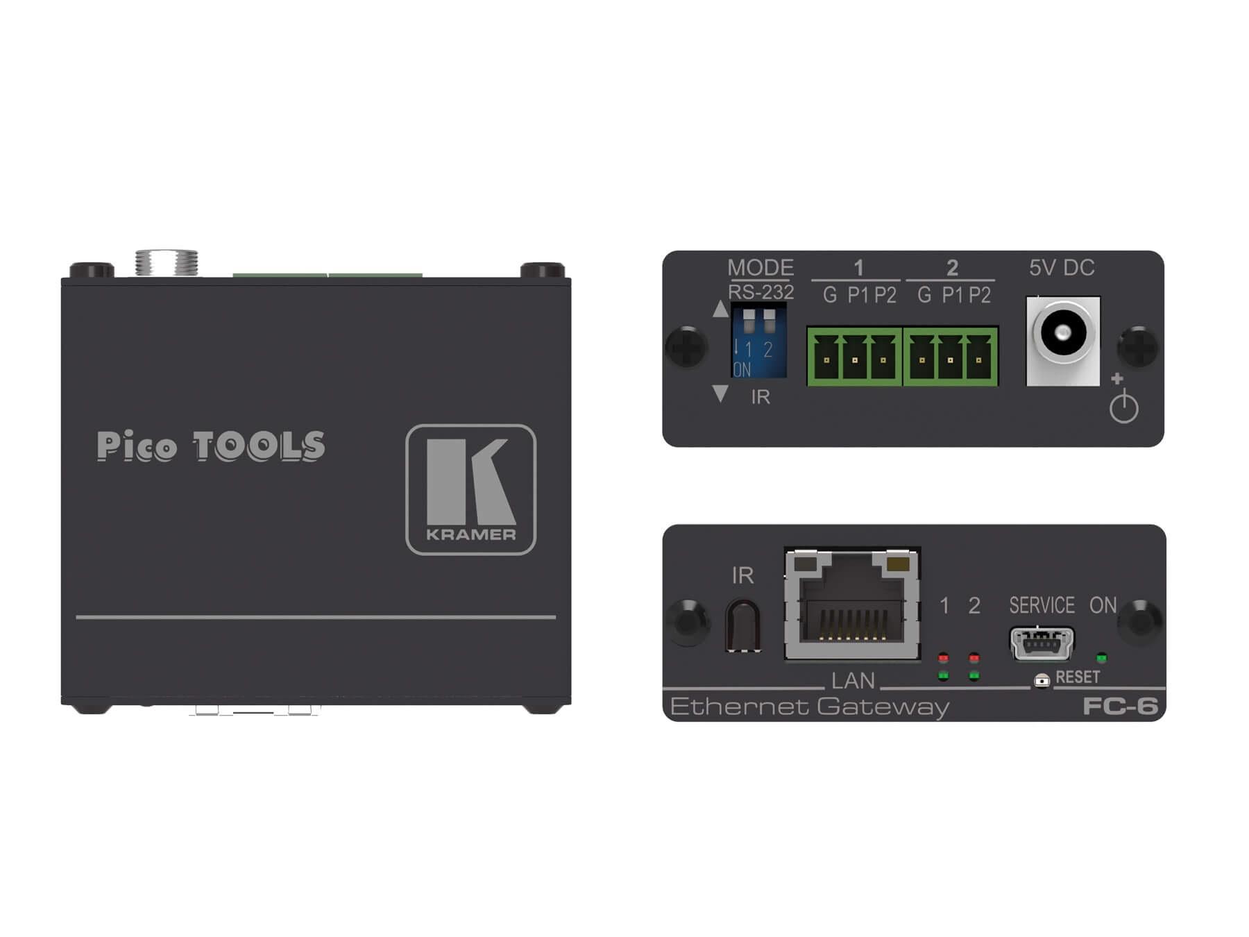 Kramer FC-6 2-Port Multi-Function RS232 / IR Control Gateway Over Ethernet USB Powered