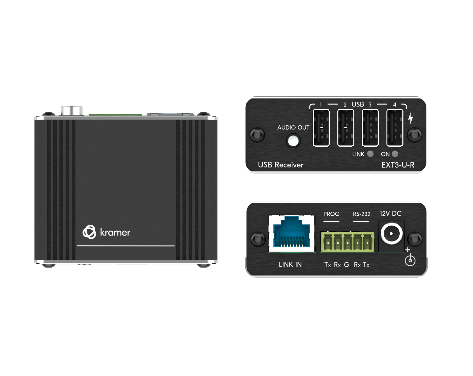 Kramer EXT3-U-R USB 2.0 Receiver / Extended CAT Extender 100m / Audio / RS-232 / 2-way Power