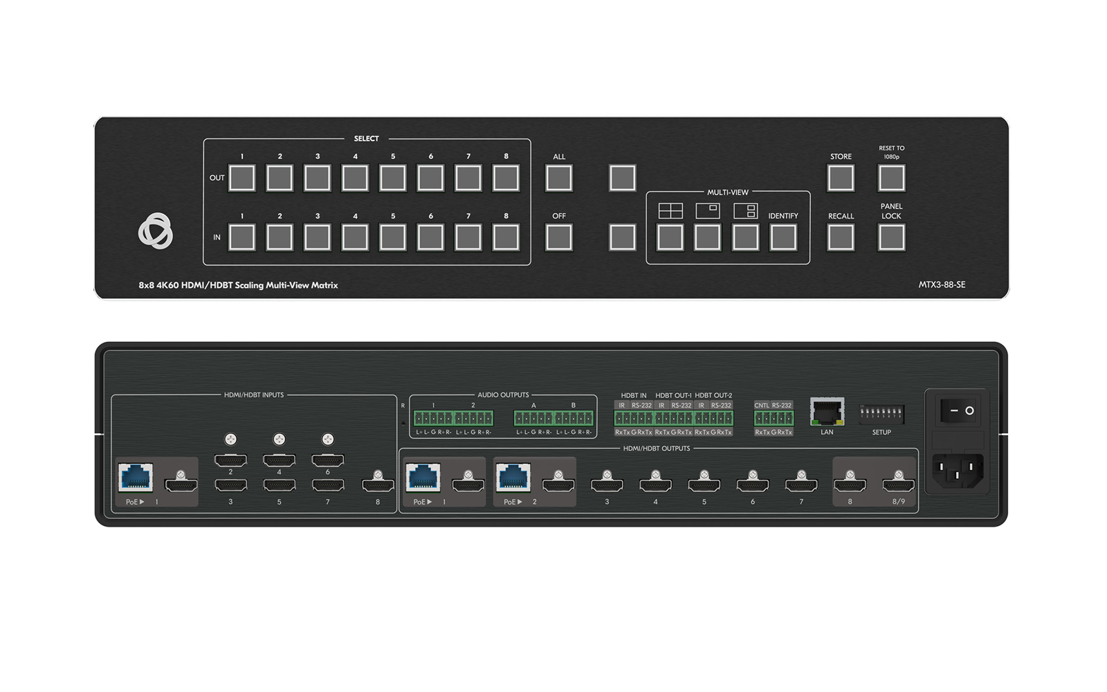 Kramer MTX3-88-SE HDBaseT 8×8 Seamless HDMI Matrix Switcher / Quad-View / 4K60 4:4:4 / HDCP 2.3