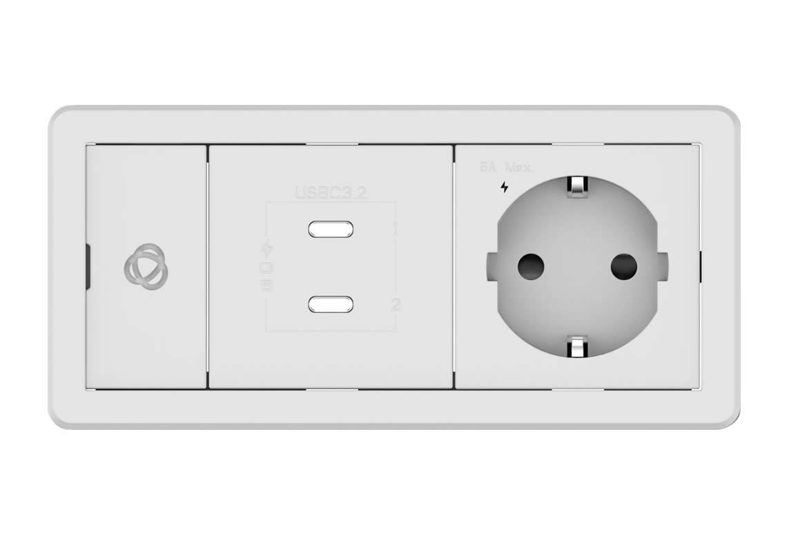 Kramer T-IN2-FRAME-A Baseline, In–Table elegant tabletop connectivity for 2 modules, Aluminum Frame Rectangle