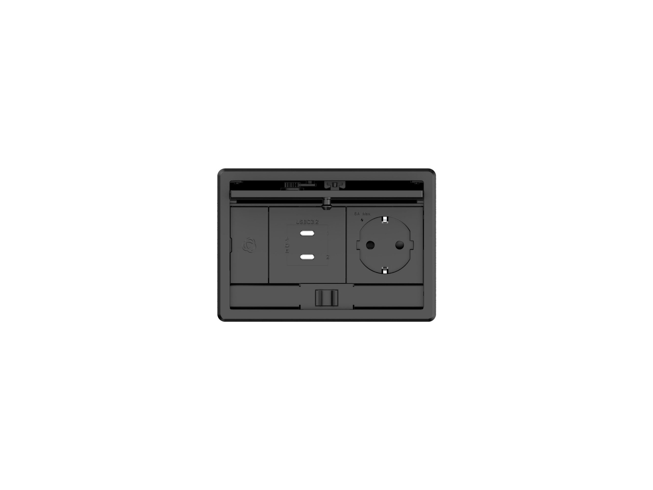 Kramer T-IN2-REC2 Plus In-Table Rectangular Tabletop Connectivity Box / Lid / 2 Modules