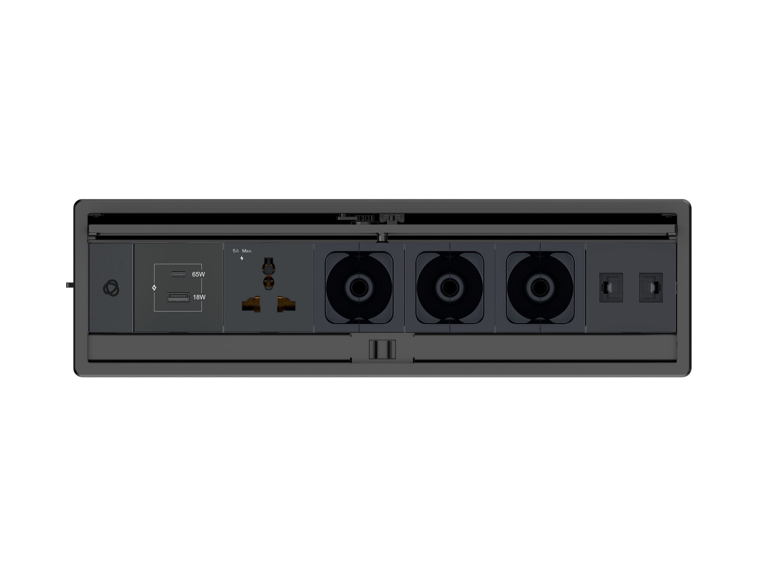 Kramer T-IN6-REC2 Plus Black Rectangular In-Table Connectivity Box Lid 6 Modules