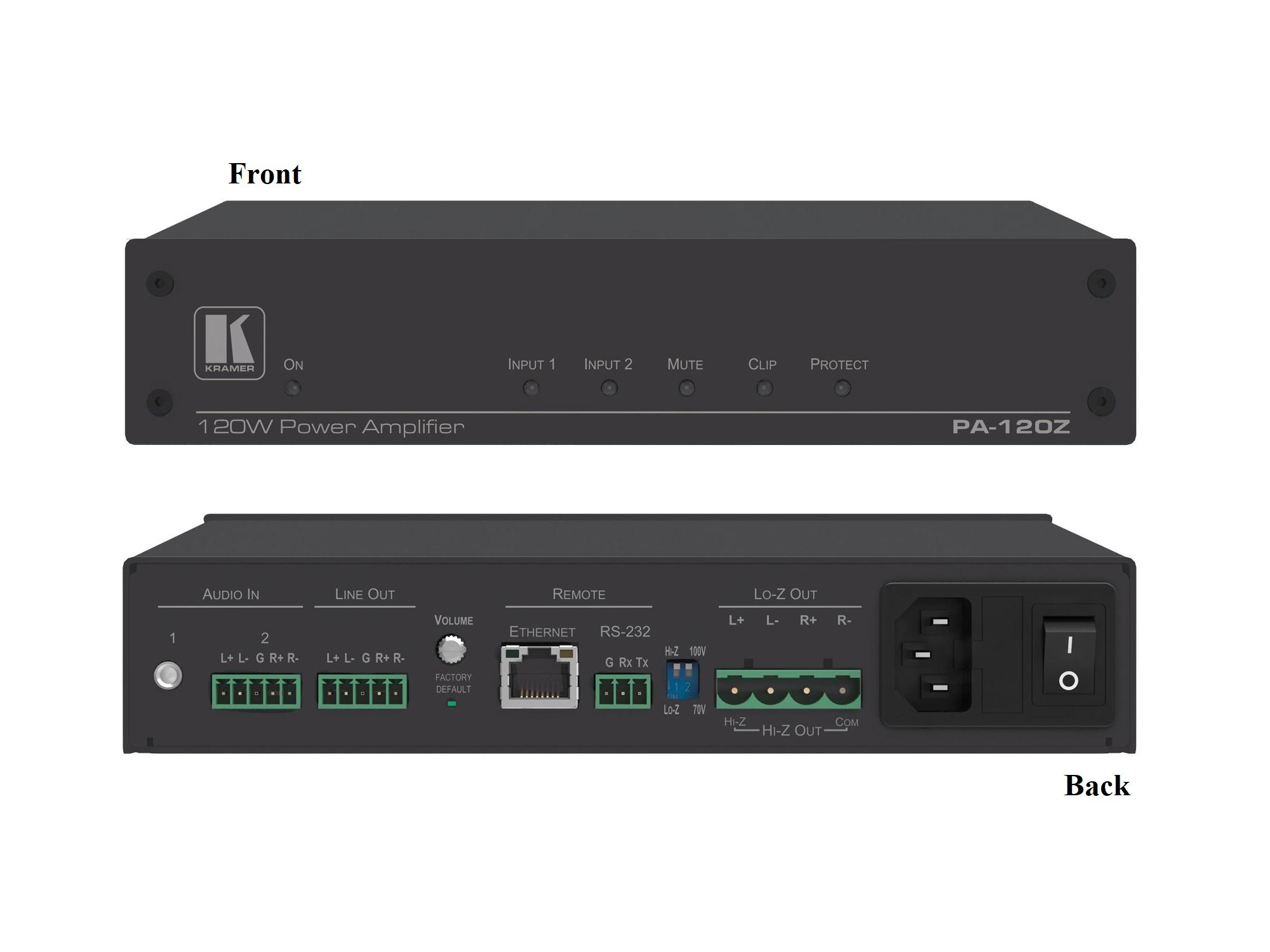 Kramer PA-120Z Power Amplifier (1x120W 70V/100V and 2x60W 8 Ohm)