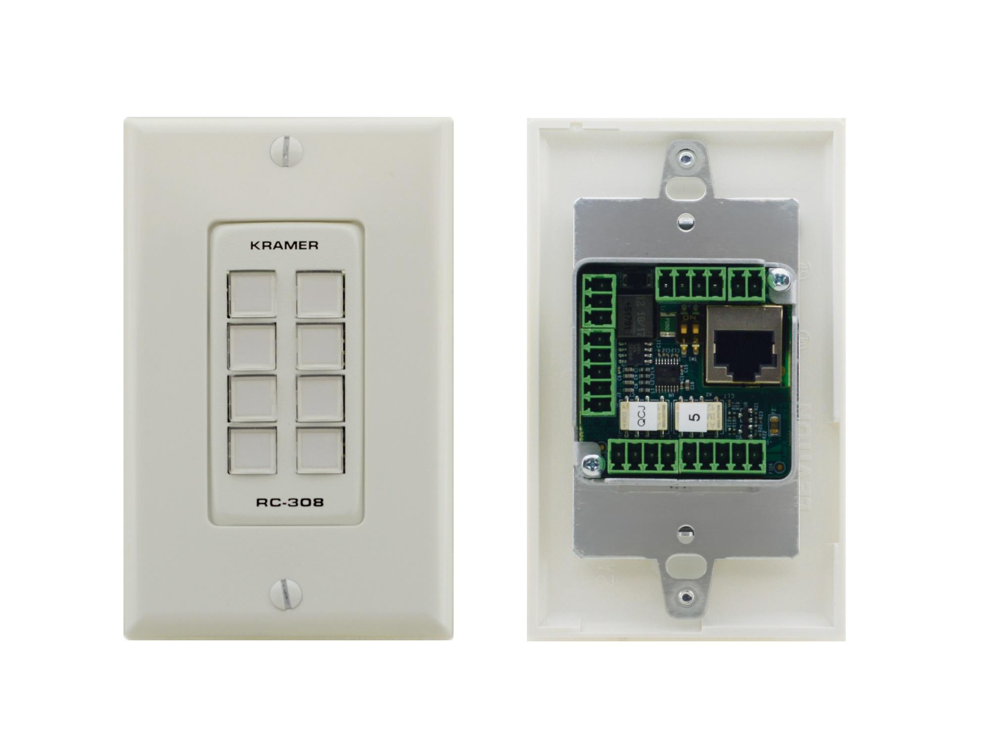 Kramer RC-308/US-D(W/B) US-D Size 8-Button Control Keypad with White/Black 1-Gang DECORA Design Frame