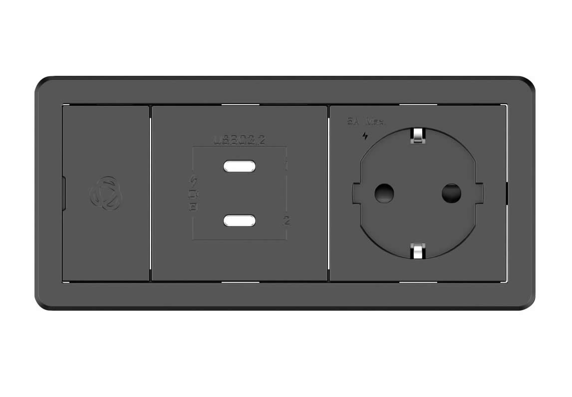 Kramer T-IN2-REC1 Baseline, In–Table elegant tabletop connectivity for 2 modules, Black Frame