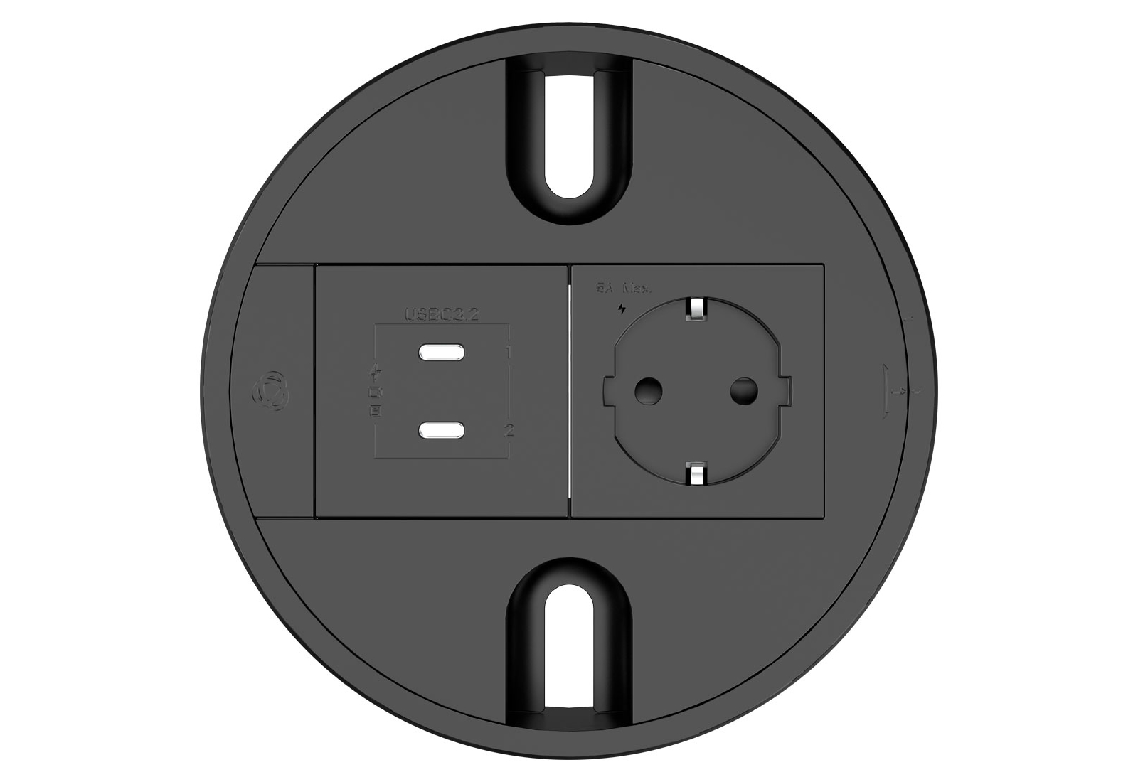Kramer T-IN2-RND1 Round Table Connectivity Box / Slim Insert / Dia 139 mm Cutout / Easy Install