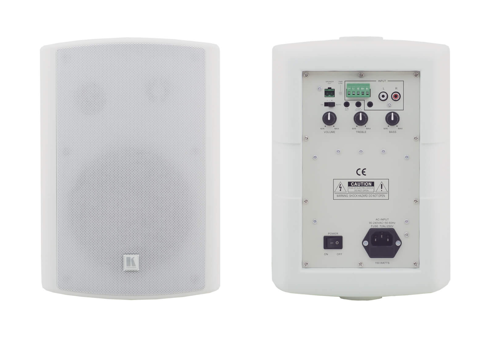Kramer TAVOR-6-O(PAIR)/WHITE On-Wall Powered Speakers 6.5in Drivers / Stereo 2x50W RMS / White Pair
