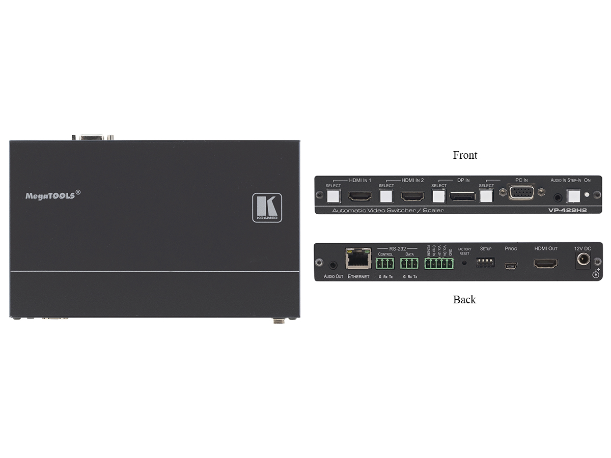 Kramer VP-429H2 4K60 4:4:4 HDMI/DisplayPort/VGA Scaler Switcher RS-232 Step-In