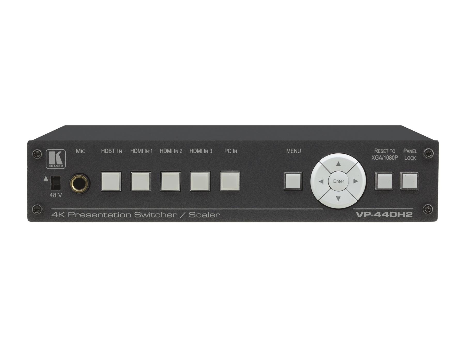 Kramer VP-440H2 HDBaseT / HDMI 5-Input 4K60 (4:4:4) switcher scaler / HDMI 2.0 / HDCP 2.2 / PoE
