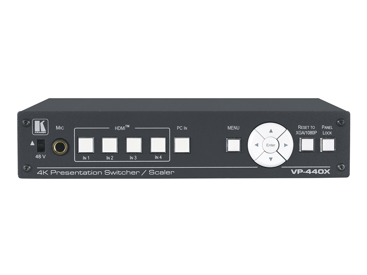 Kramer VP-440X HDBaseT Presentation Switcher/Scaler 4K HDR 4xHDMI 1xVGA HDMI/HDBaseT Output