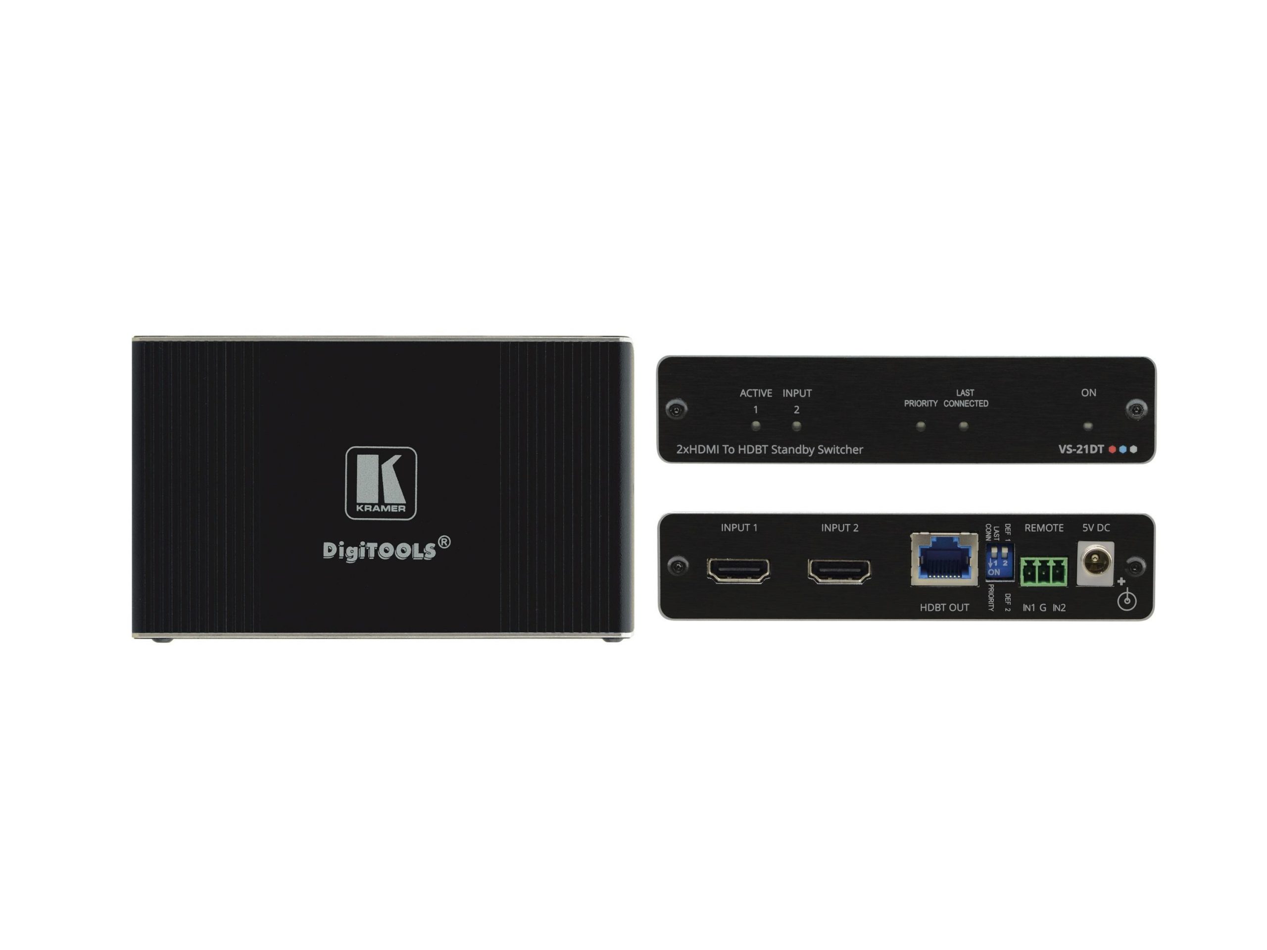 Kramer VS-21DT 2×1 4K60 4x2x0 HDCP 2.2 HDMI Auto Switcher over HDBaseT